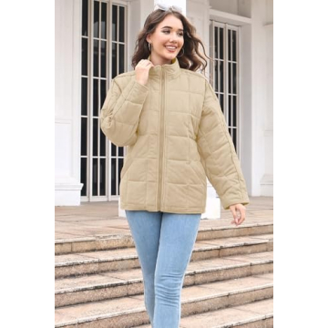 ETCYY Lightweight Quilted Jacket for Women Warm Zip Up