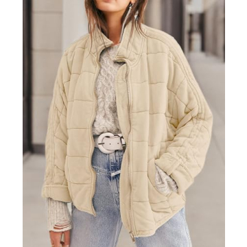 ETCYY Lightweight Quilted Jacket for Women Warm Zip Up