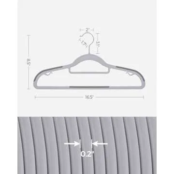 SONGMICS Pack of 50 Coat Hangers, Heavy-Duty Plastic Hangers, Non-Slip, Space-Saving Clothes Hangers, 0.2 Inches Slim, 16.5 Inches Wide, 360° Swivel Silver Hook, Light and Dark Gray UCRP20G50