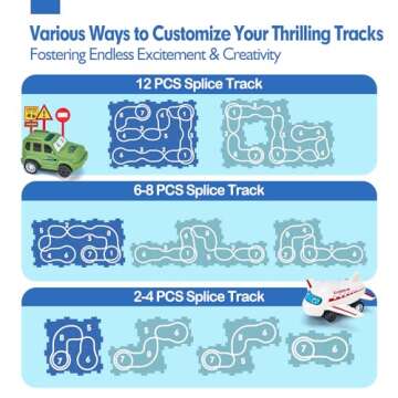 hahaland Puzzle Racer Kids Car Track Set - 5x5 Inches Larger Size of Each Puzzle Piece Toys for Ages 2-4 for Kids 3 Year Old Boy Toys Puzzle Track Car for 3-5 Valentine Gifts for Kids