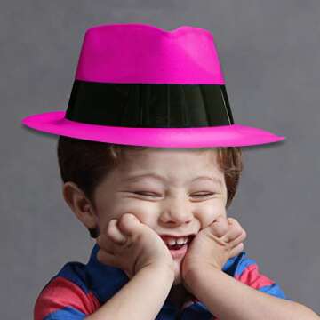 Super Z Outlet 12 Pack Neon Mafia Style Gangster Fedora Dress Hats Children's Birthday Props Supplie...