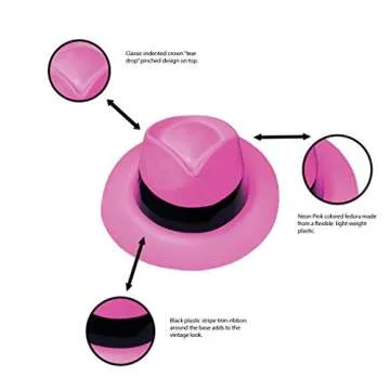 Super Z Outlet 12 Pack Neon Mafia Style Gangster Fedora Dress Hats Children's Birthday Props Supplies Favors