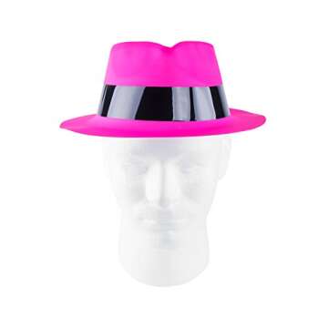 Super Z Outlet 12 Pack Neon Mafia Style Gangster Fedora Dress Hats Children's Birthday Props Supplies Favors