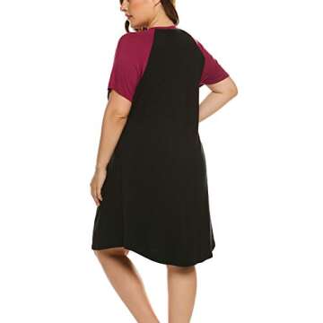 IN'VOLAND Women's Plus Size Maternity Nightgown Short Sleeve Sleepwear Maternity Nursing Nightgown (16W-24W) Black