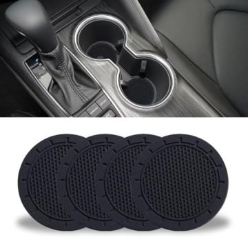 JUSTTOP Car Cup Holder Coaster, PVC Car Coaster, 4 Pack Universal Auto Anti Slip Cup Holder Insert C...