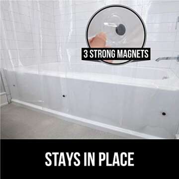 Gorilla Grip PEVA Waterproof Shower Curtain Liner Heavy Duty