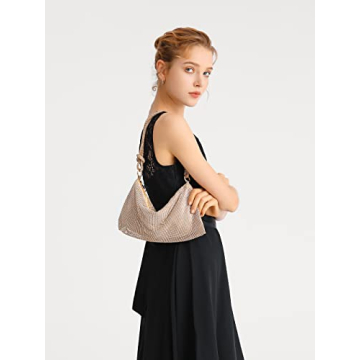 YUWITA Rhinestone Evening Purse for Women - Gold Elegance