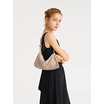 YUWITA Rhinestone Evening Purse for Women - Gold Elegance