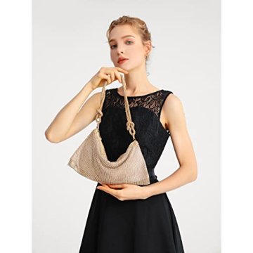 YUWITA Rhinestone Evening Purse for Women - Gold Elegance