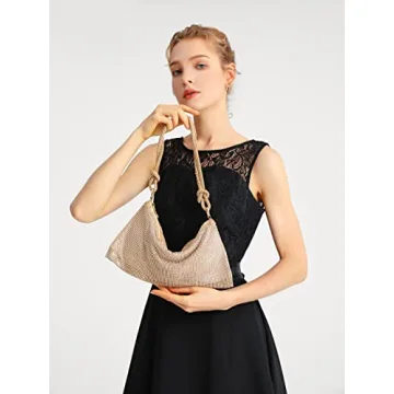 YUWITA Rhinestone Evening Purse for Women - Gold Elegance
