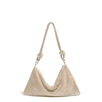 YUWITA Rhinestone Evening Purse for Women - Gold Elegance