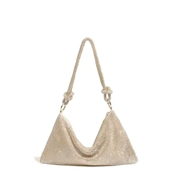 YUWITA Rhinestone Evening Purse for Women - Gold Elegance