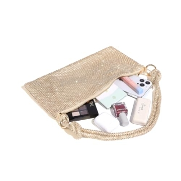 YUWITA Rhinestone Evening Purse for Women - Gold Elegance