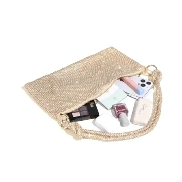 YUWITA Rhinestone Evening Purse for Women - Gold Elegance