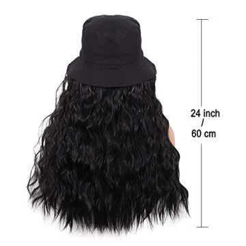 MapofBeauty 24 Inch Black Hat Wig for Women