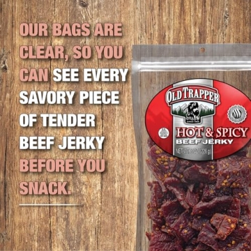 Old Trapper Hot & Spicy Beef Jerky, 8 Ounce Pack