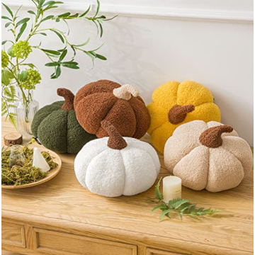 Teddy Fleece Pumpkin Pillow Fall Halloween Decor