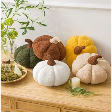 Teddy Fleece Pumpkin Pillow Fall Halloween Decor