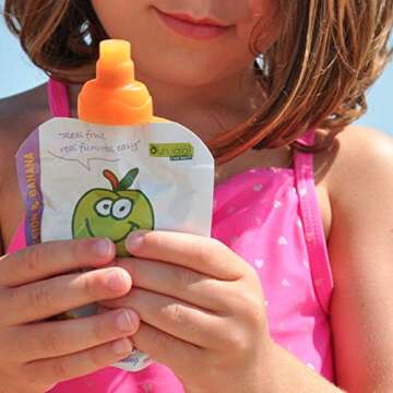 ChooMee SoftSip Food Pouch Top | Baby Led Weaning | No Spill Flow Control Valve, Protects Childs Mouth, 100% Silicone, BPA Free | 2CT Green Purple Swirl