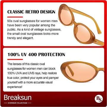 Breaksun Retro Oval Sunglasses - Vintage 90s Style Shades