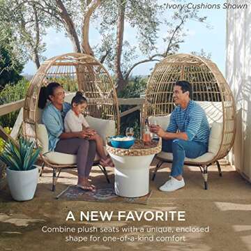 Best Choice Products Wicker Egg Chair, Oversized Indoor Outdoor Lounger for Patio, Backyard, Living ...