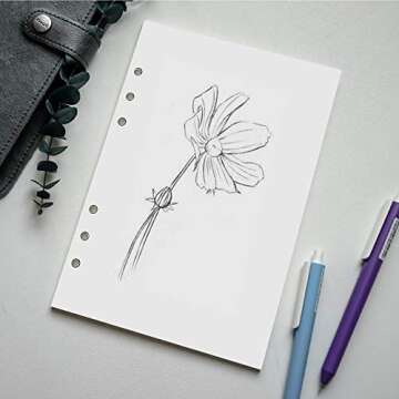 A5 Blank Paper Refill, Refills for Filofax Planner/Binders/Organizer, 6-Hole Punched, 100 Sheets/200 Pages Filler Paper, 100gsm, White, 5.8'' x 8.2''