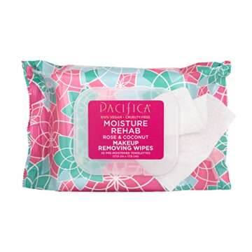 Pacifica Beauty, Moisture Rehab Makeup Removing Wipes, Daily Cleansing, Rose, Coconut Water, Calendu...