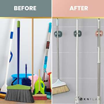 KN FLAX Self Adhesive Broom Holder - Must-Have Organizer