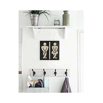 Funny Bathroom Wall Art Unisex Wood Sign Decoration