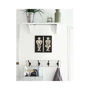 Funny Bathroom Wall Art Unisex Wood Sign Decoration