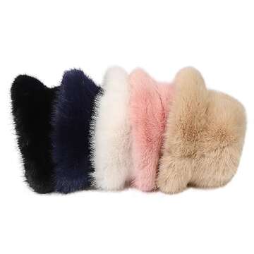 LA CARRIE Women's Fuzzy Wide Brim Faux Fur Bucket Hat Winter Warmer Fisherman Cap(Black)