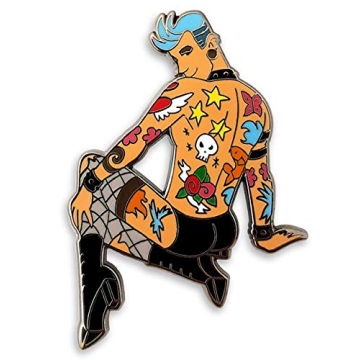 Pinsanity Tattoo Punk Pin Up Boy Enamel Lapel Pin - A Unique Statement Piece