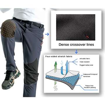 Gash Hao Men's Winter Ski Waterproof Softshell Pants