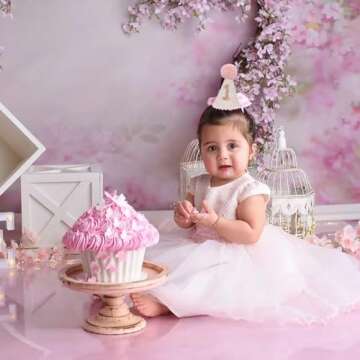 Ereniko Boho 1st Birthday Hat Decorations for Baby Girls Boys Handmade Natural Outfit First Birthday Party Hat Pink