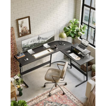 CubiCubi L Shaped Gaming Desk for Home Office and Gaming