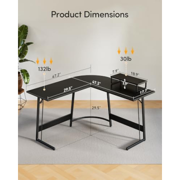 CubiCubi L Shaped Gaming Desk for Home Office and Gaming