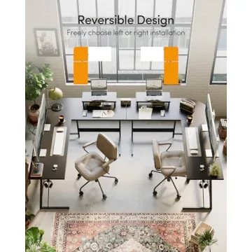 CubiCubi L Shaped Gaming Desk for Home Office and Gaming