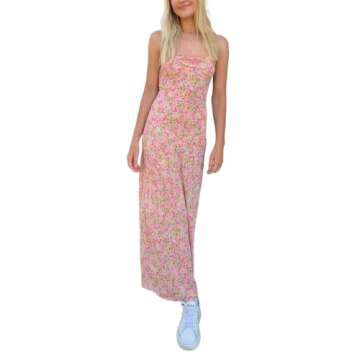 Women’s Hollow Out Sexy Maxi Dress Spaghetti Straps Bodycon Y2K Long Dress Casual Summer E-Girl Party Clubwear