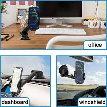 bokilino Car Phone Holder Mount, Car Phone Mount - Cup Phone Holder for Car Dashboard Windshield, Sturdy Cup Holder Phone Mount Fit with All Mobile Phones