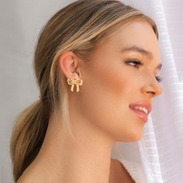 Elegant MUYAN Gold Bow Stud Earrings for Women