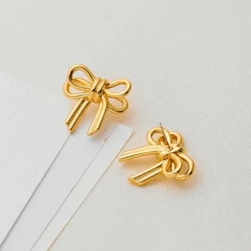 Elegant MUYAN Gold Bow Stud Earrings for Women