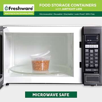 Freshware [60 Count] 8, 16, 32 oz, 20 sets each size Food Storage Containers with Lids,Plastic Deli Containers, Meal Prep Containers, Microwave and Freezer Safe,Stackable, Leakproof, BPA Free, Clear