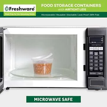 Freshware [60 Count] 8, 16, 32 oz, 20 sets each size Food Storage Containers with Lids,Plastic Deli Containers, Meal Prep Containers, Microwave and Freezer Safe,Stackable, Leakproof, BPA Free, Clear