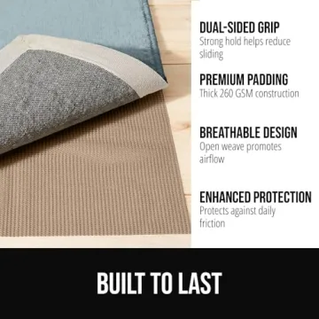 GORILLA GRIP Premium Dual Sided Extra Thick Rug Gripper Pad for Hardwood Floors, Breathable Slip Res...