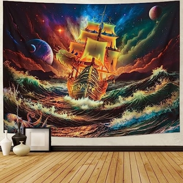 Leofanger Blacklight Galaxy Tapestry UV Reactive Home Decor