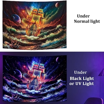 Leofanger Blacklight Galaxy Tapestry UV Reactive Home Decor