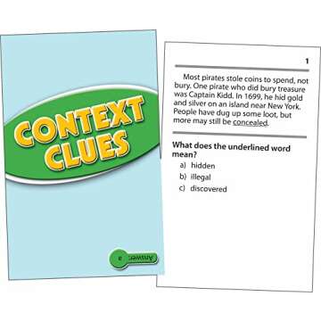 Edupress EP-3404 Context Clues Practice Cards, Level: 5.0 to 6.5, 0.75" Height, 3.79" Wide, 6.5" Length (52 Card per Package), Medium Green