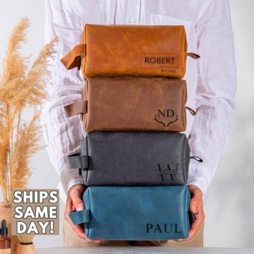 Personalized Leather Toiletry Bag - Perfect Gift for Men