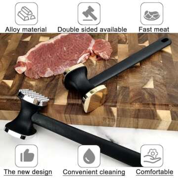Kitchen Meat Tenderizer - Heavy Duty Manual Hammer Mallet Tool,Meat Hammer Used for Steak, Chicken, Fish，Meat Pounder With Comfort Grip Handle