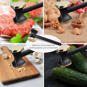 Kitchen Meat Tenderizer - Heavy Duty Manual Hammer Mallet Tool,Meat Hammer Used for Steak, Chicken, Fish，Meat Pounder With Comfort Grip Handle